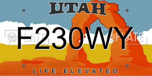 F230WY Utah License Plate