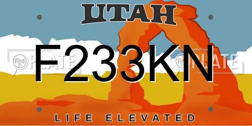 F233KN Utah License Plate
