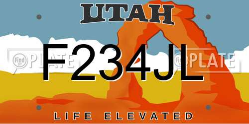 F234JL Utah License Plate