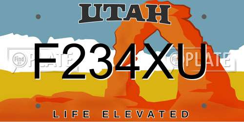 F234XU Utah License Plate