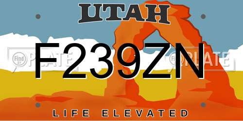 F239ZN Utah License Plate