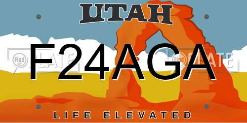 F24AGA Utah License Plate