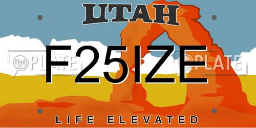 F25IZE Utah License Plate