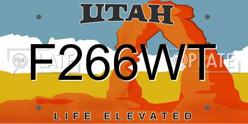 F266WT Utah License Plate