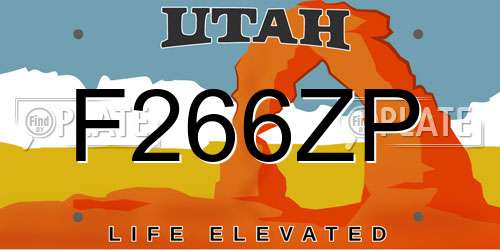 F266ZP Utah License Plate
