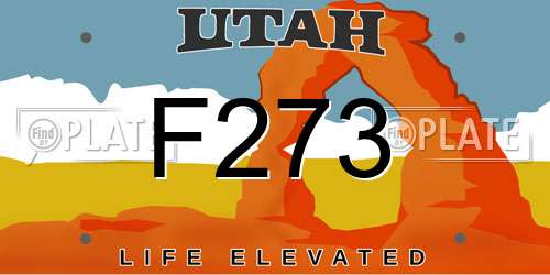 F273 Utah License Plate
