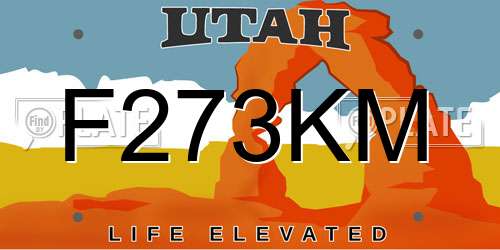 F273KM Utah License Plate