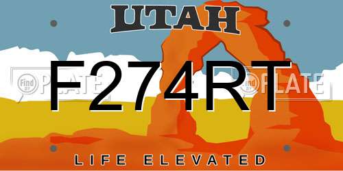 F274RT Utah License Plate