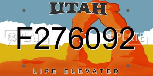 F276092 Utah License Plate