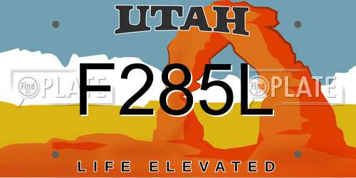 F285L Utah License Plate