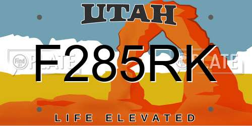 F285RK Utah License Plate