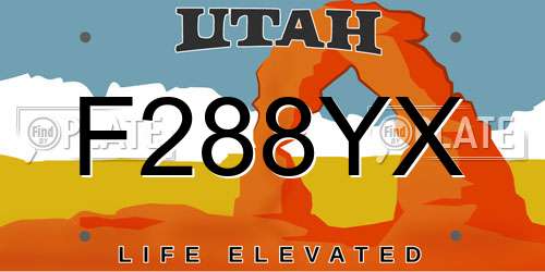 F288YX Utah License Plate