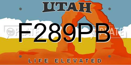 F289PB Utah License Plate