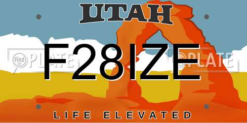 F28IZE Utah License Plate