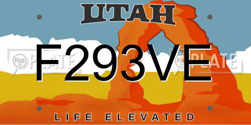 F293VE Utah License Plate