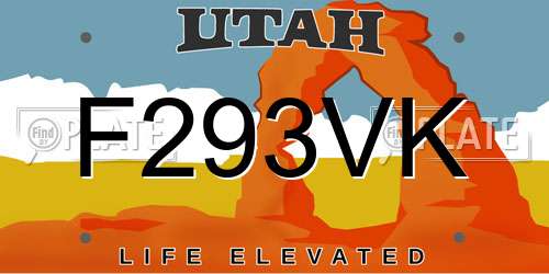 F293VK Utah License Plate