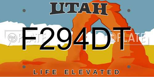 F294DT Utah License Plate