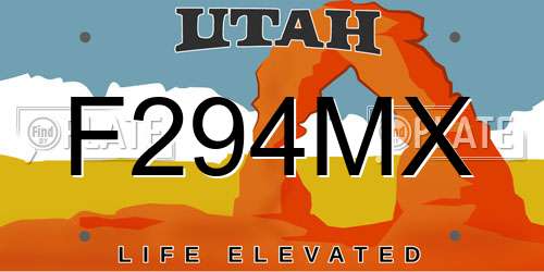 F294MX Utah License Plate
