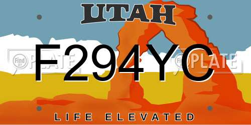 F294YC Utah License Plate