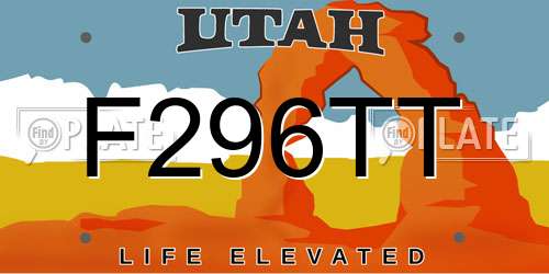 F296TT Utah License Plate
