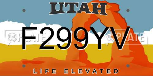 F299YV Utah License Plate