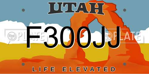 F300JJ Utah License Plate
