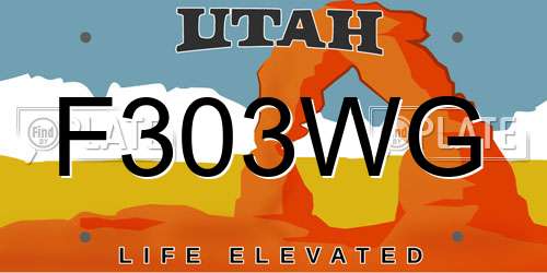 F303WG Utah License Plate