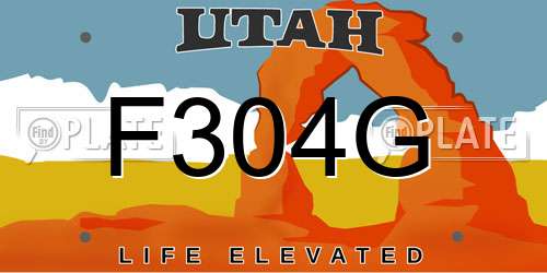 F304G Utah License Plate