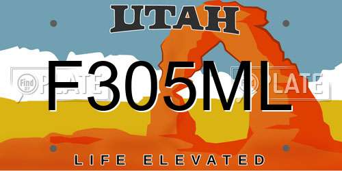 F305ML Utah License Plate