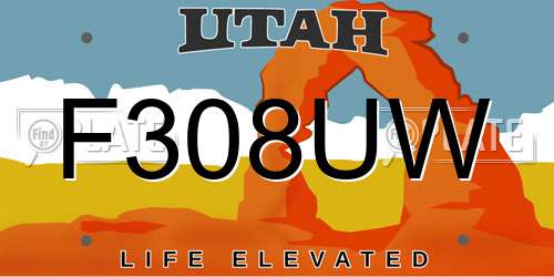F308UW Utah License Plate