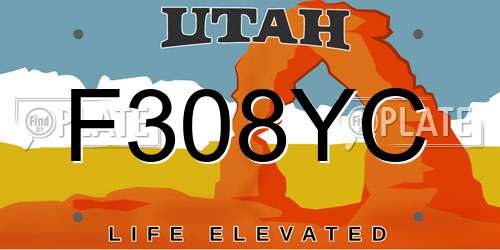 F308YC Utah License Plate