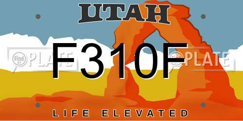 F310F Utah License Plate