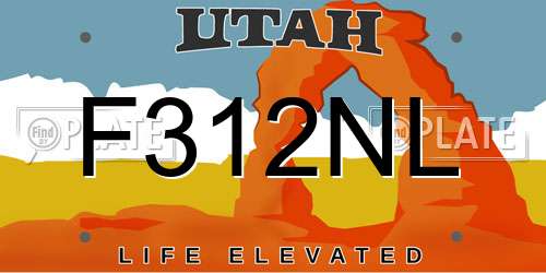 F312NL Utah License Plate