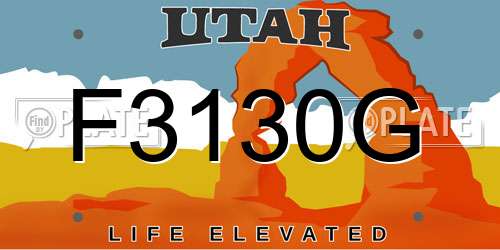 F3130G Utah License Plate