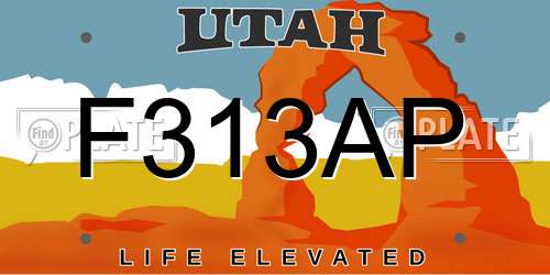 F313AP Utah License Plate