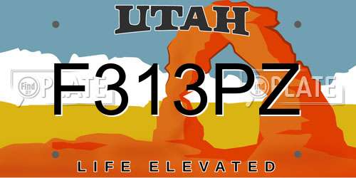 F313PZ Utah License Plate