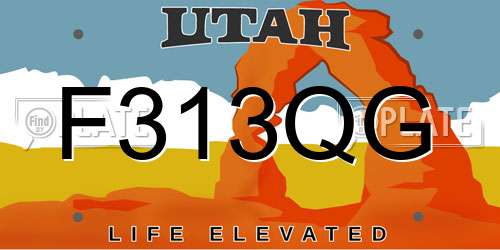 F313QG Utah License Plate