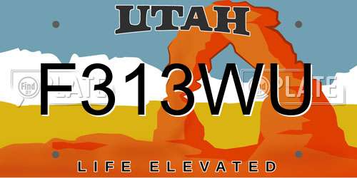 F313WU Utah License Plate