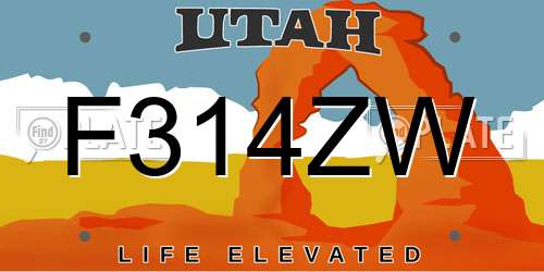 F314ZW Utah License Plate
