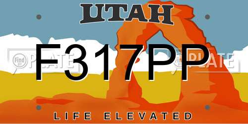 F317PP Utah License Plate