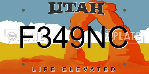 F349NC Utah License Plate