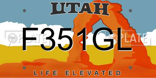 F351GL Utah License Plate