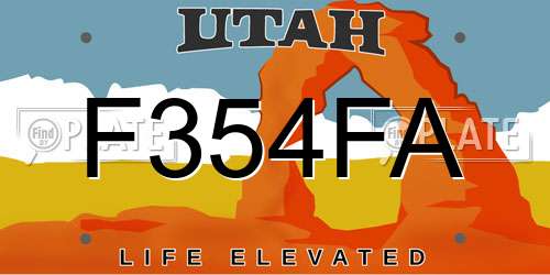 F354FA Utah License Plate