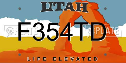 F354TD Utah License Plate