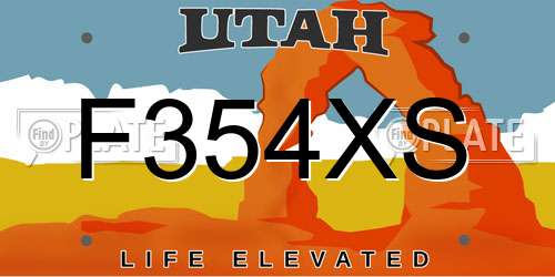 F354XS Utah License Plate
