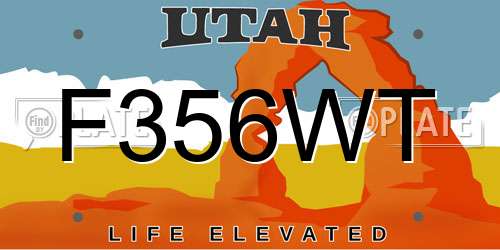 F356WT Utah License Plate
