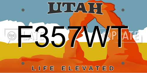 F357WT Utah License Plate