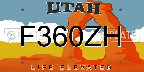 F360ZH Utah License Plate