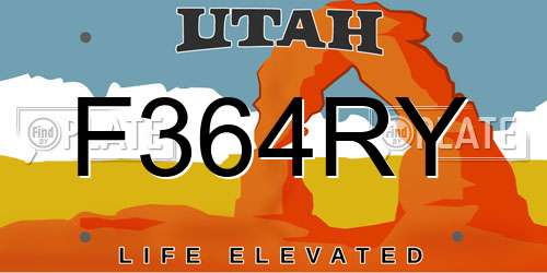 F364RY Utah License Plate