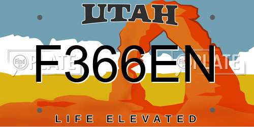 F366EN Utah License Plate